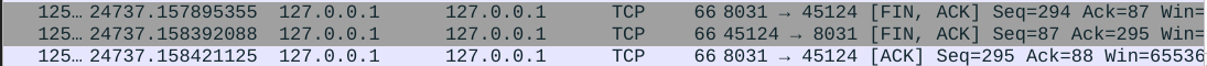 Tear down phase: Wireshark