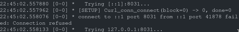 Curl establishing connection via port